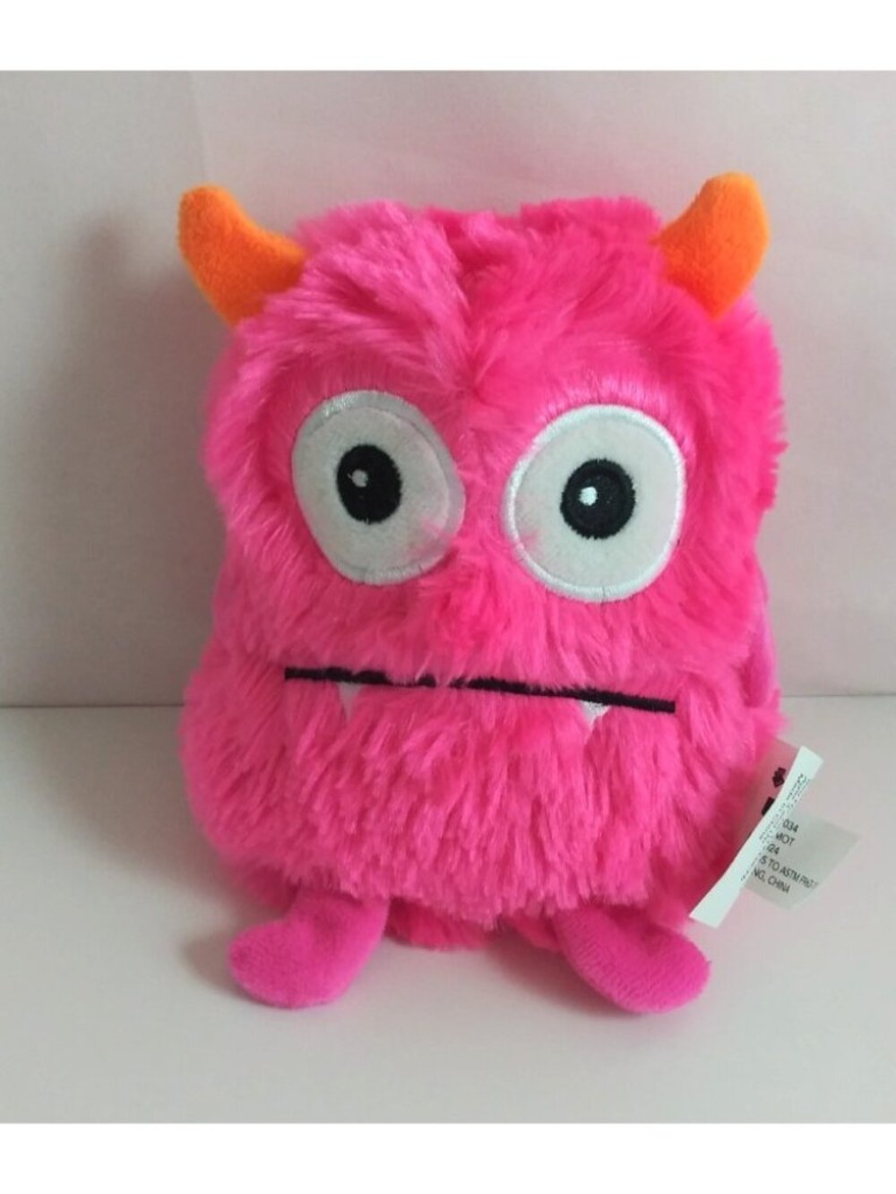 BMI Bright Pink & Orange Fuzzy Monster Plush Toy 6”